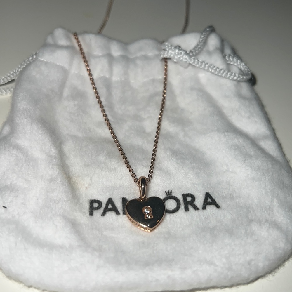 Pandora Rose Gold Heart Tag Pendant and chain